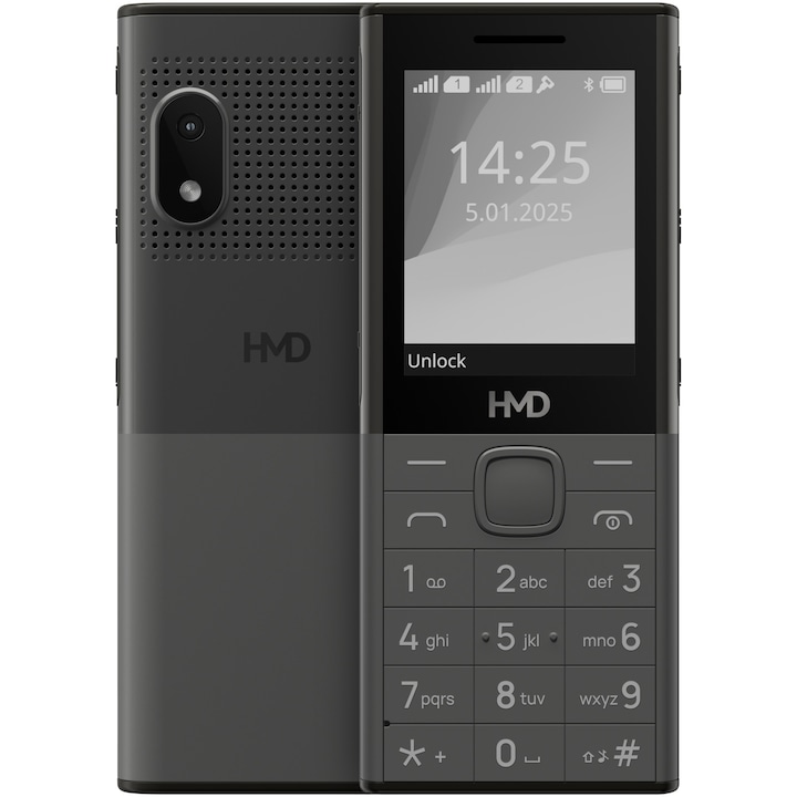 HMD Telefon mobil HMD 150 Music, Dual SIM, baterie 2500 mAh, Dark Grey - IT-Fashion.ro