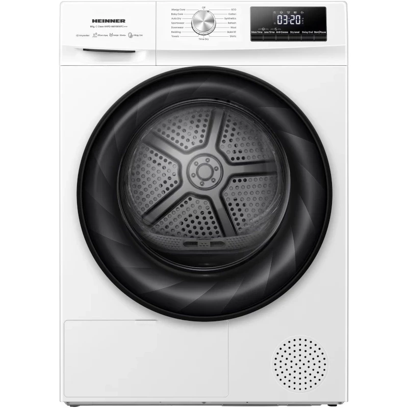 HEINNER Uscator de rufe cu pompa de caldura HEINNER HHPD-HMY80IVFC+++, Inverter, 8 kg, 15 programe, Clasa C, Alb - IT-Fashion.ro