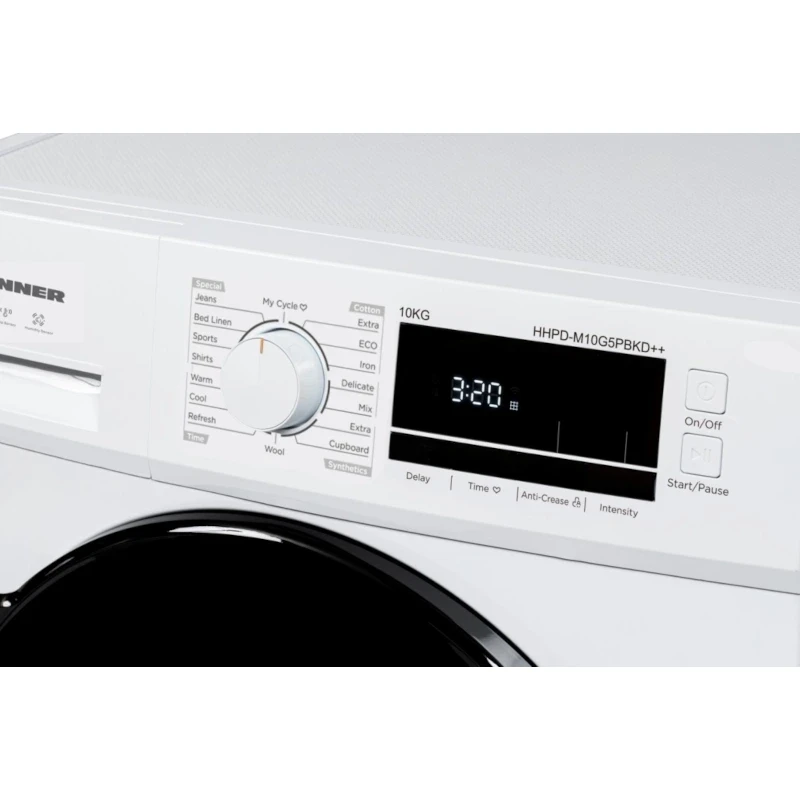HEINNER Uscator de rufe cu pompa de caldura HEINNER HHPD-M10G5PBKD++, 10 kg, 16 programe, Clasa D, Alb - IT-Fashion.ro