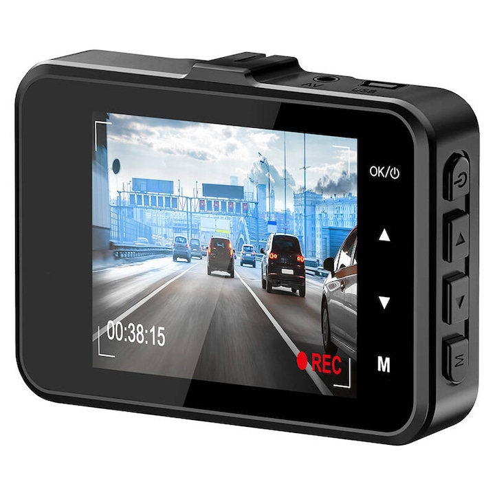 Cameră auto DVR PEIYING PY-DVR005, Full HD, ecran 2.4 inch, Black - Imagine 1