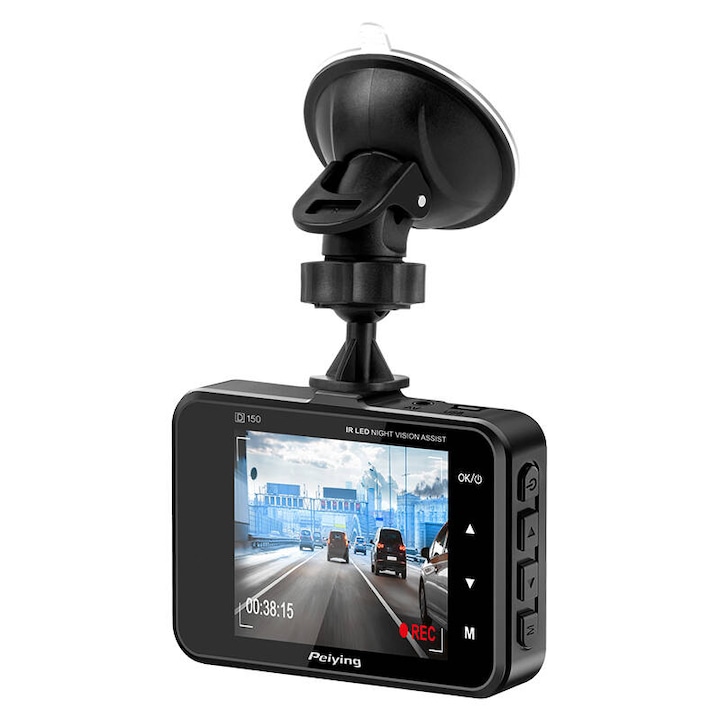 Cameră auto DVR PEIYING PY-DVR005, Full HD, ecran 2.4 inch, Black - Imagine 3