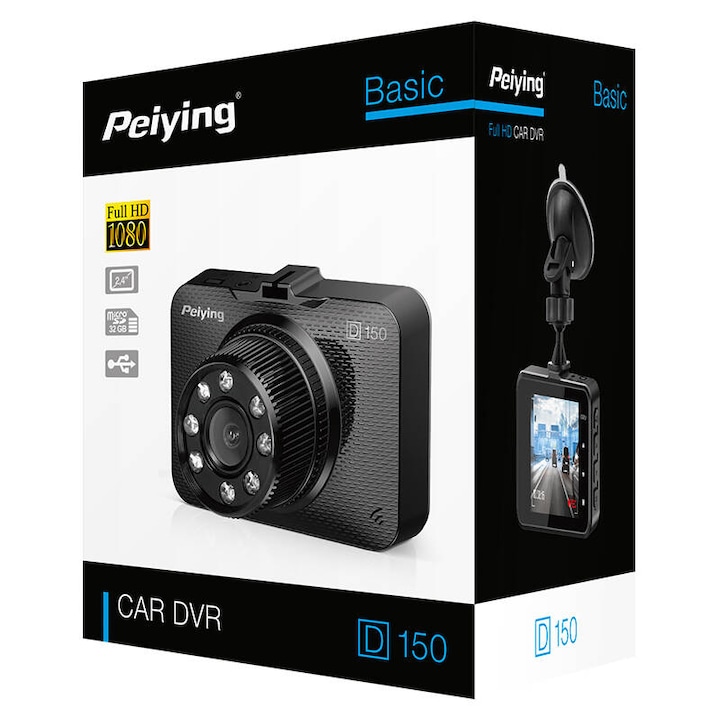 Cameră auto DVR PEIYING PY-DVR005, Full HD, ecran 2.4 inch, Black - Imagine 5