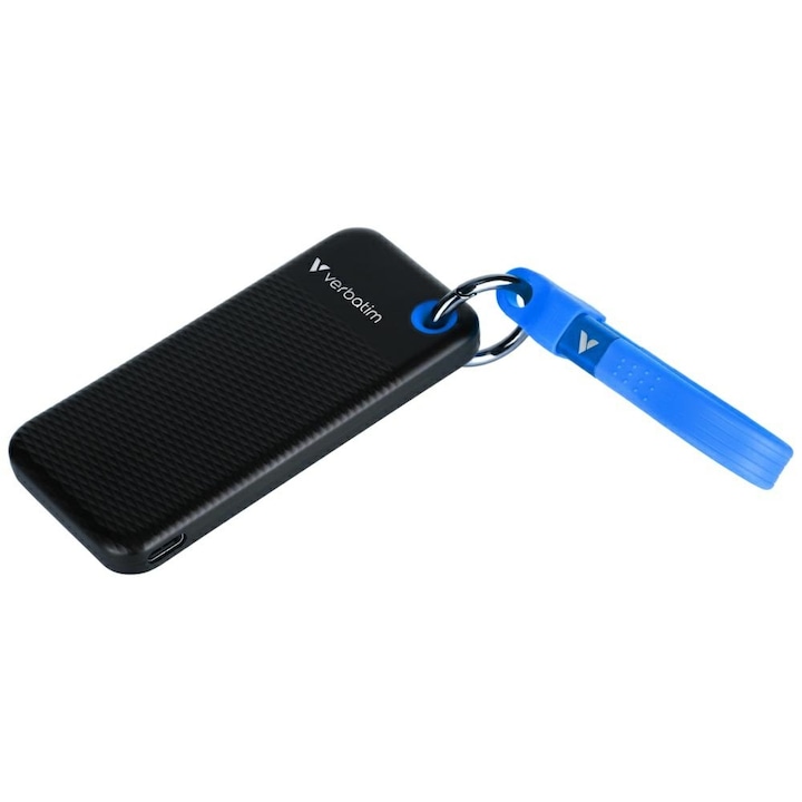 SSD Extern VERBATIM 32416 USB 3.2 Gen 2, 256GB, Black-Blue - Imagine 1