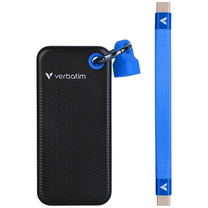 SSD Extern VERBATIM 32416 USB 3.2 Gen 2, 256GB, Black-Blue - Imagine 2