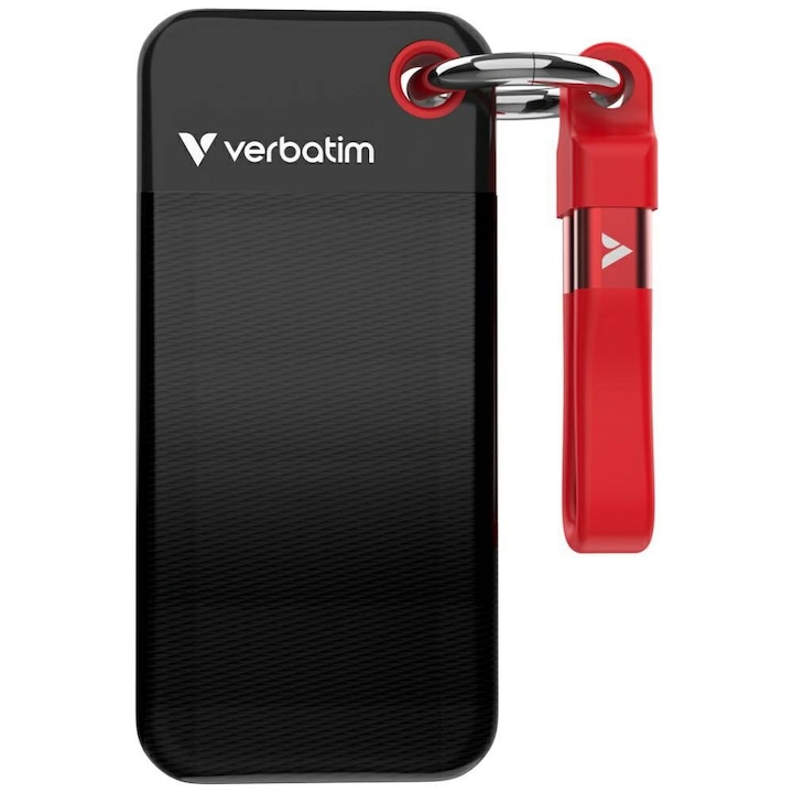 SSD Extern VERBATIM 32417 USB 3.2 Gen 2, 256GB, Black-Red - Imagine 1
