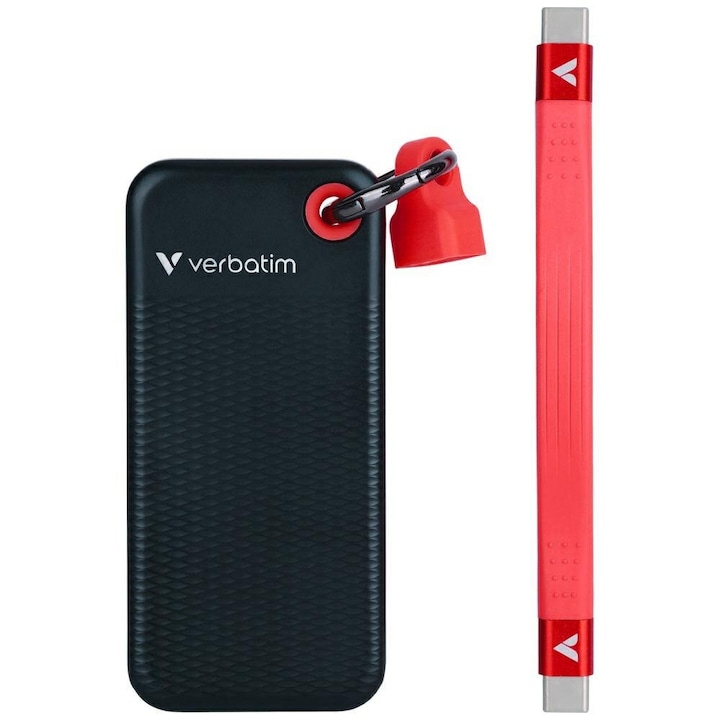 SSD Extern VERBATIM 32417 USB 3.2 Gen 2, 256GB, Black-Red - Imagine 2