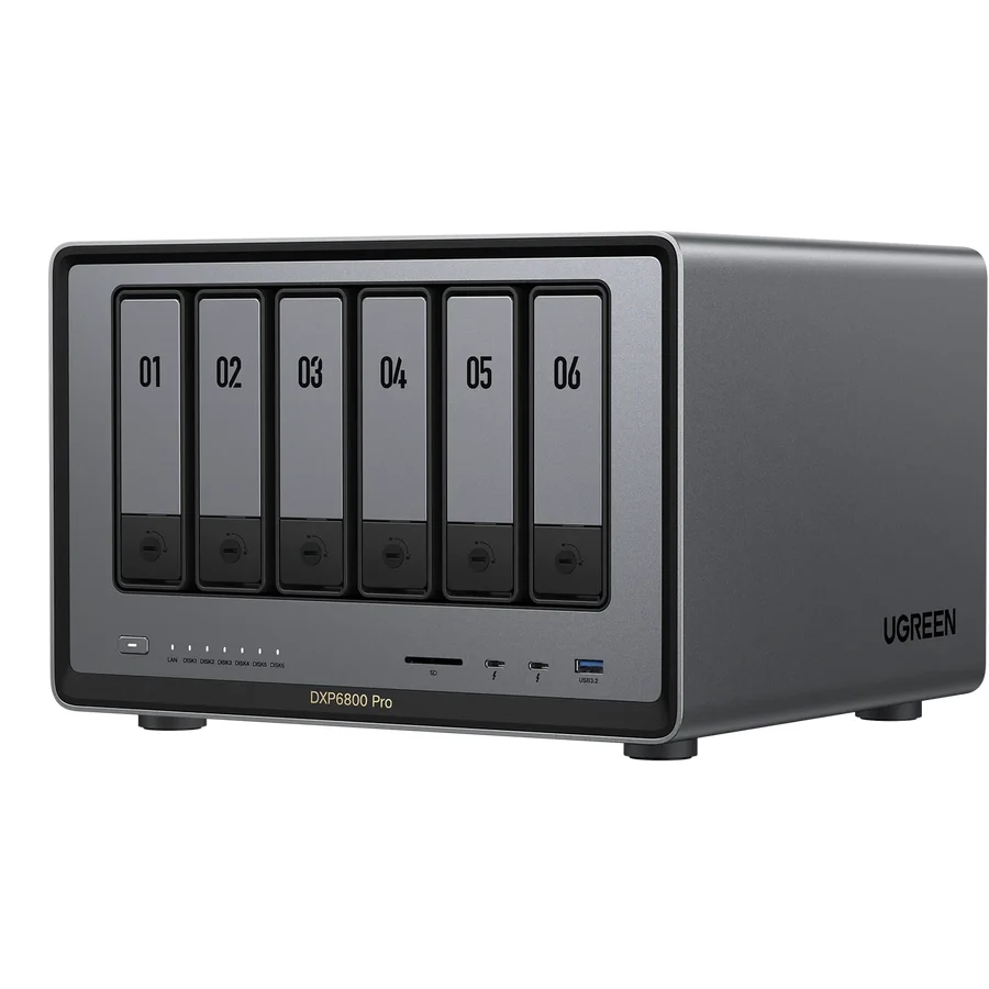 NAS UGREEN DXP6800 Pro, i5 1235u 10-Core, 6-Bay, 2x 10GbE, Gray - Imagine 1